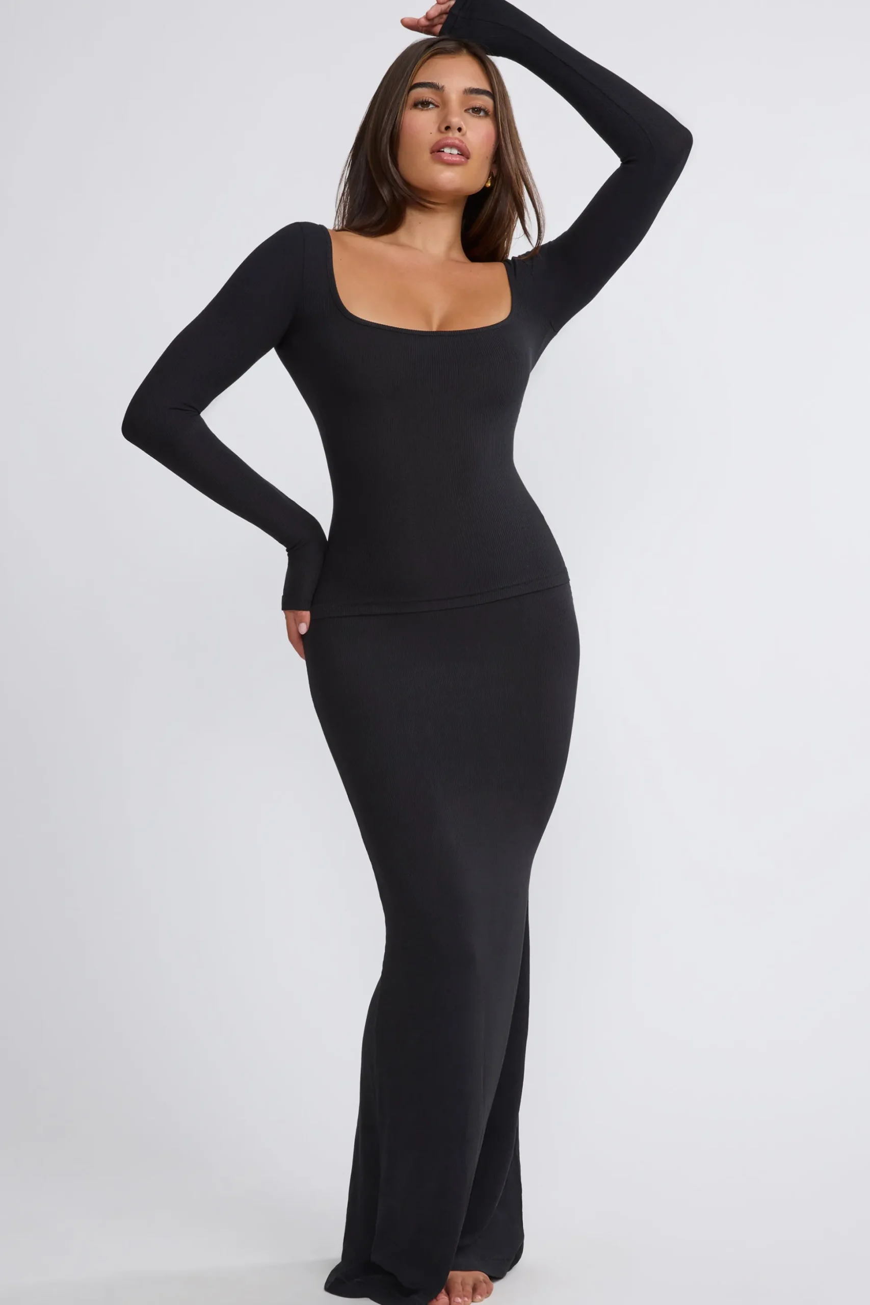 Oh Polly Skirts & Skorts | Co-Ords^Ribbed Modal Mid Rise Maxi Skirt in Black