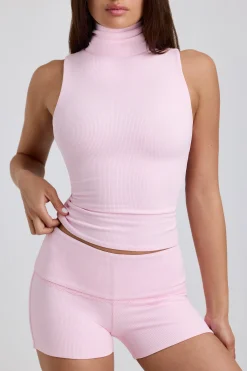 Oh Polly Bottoms | Co-Ords^Ribbed Modal Mid-Rise Foldover Shorts in Blossom Pink BlossomPink