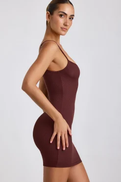 Oh Polly Women'S Clothing Sale - $65 And Under | Women'S Clothing Sale - $40 And Under^Ribbed Modal Mini Dress in Chocolate