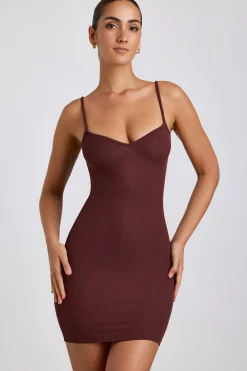 Oh Polly Women'S Clothing Sale - $65 And Under | Women'S Clothing Sale - $40 And Under^Ribbed Modal Mini Dress in Chocolate