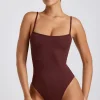 Oh Polly Women'S Clothing Sale - $65 And Under | Women'S Clothing Sale - $40 And Under^Ribbed Modal Square Neck Bodysuit in Chocolate