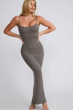 Oh Polly Women'S Clothing Sale - $65 And Under | Women'S Clothing Sale - $40 And Under^Ribbed Modal Square Neck Maxi Dress in Grey