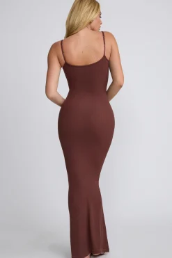 Oh Polly Tencel™ Modal Dresses^Ribbed Modal Square Neck Maxi Dress in Chocolate
