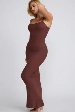 Oh Polly Tencel™ Modal Dresses^Ribbed Modal Square Neck Maxi Dress in Chocolate