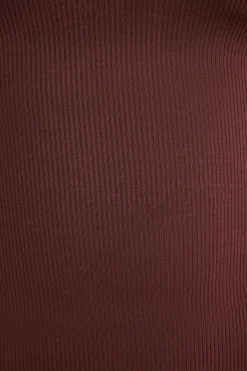 Oh Polly Co-Ords | Tops^Ribbed Modal Square Neck Long Sleeve Top in Chocolate