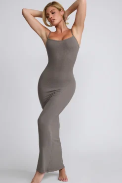 Oh Polly Women'S Clothing Sale - $65 And Under | Women'S Clothing Sale - $40 And Under^Ribbed Modal Square Neck Maxi Dress in Grey