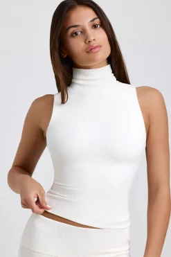 Oh Polly Co-Ords | Tops^Ribbed Modal Turtleneck Tank Top in White