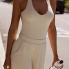 Oh Polly Tops^Ribbed Modal V-Neck Bodysuit in Cream