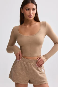 Oh Polly Women'S Clothing Sale - $65 And Under | Women'S Clothing Sale - $40 And Under^Ribbed Modal V-Neck Crop Top in Mocha Brown MochaBrown