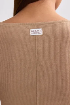 Oh Polly Women'S Clothing Sale - $65 And Under | Women'S Clothing Sale - $40 And Under^Ribbed Modal V-Neck Crop Top in Mocha Brown MochaBrown