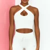Oh Polly Women'S Clothing Sale - $65 And Under | Women'S Clothing Sale - $40 And Under^Ribbed Tie Front Cycling Shorts in White