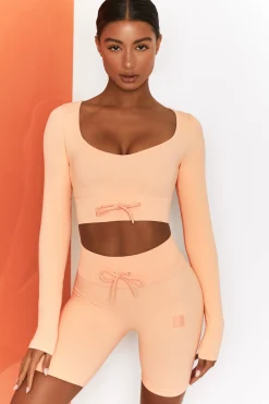 Oh Polly Women'S Clothing Sale - $65 And Under | Women'S Clothing Sale - $40 And Under^Ribbed Tie Front Cycling Shorts in Peach