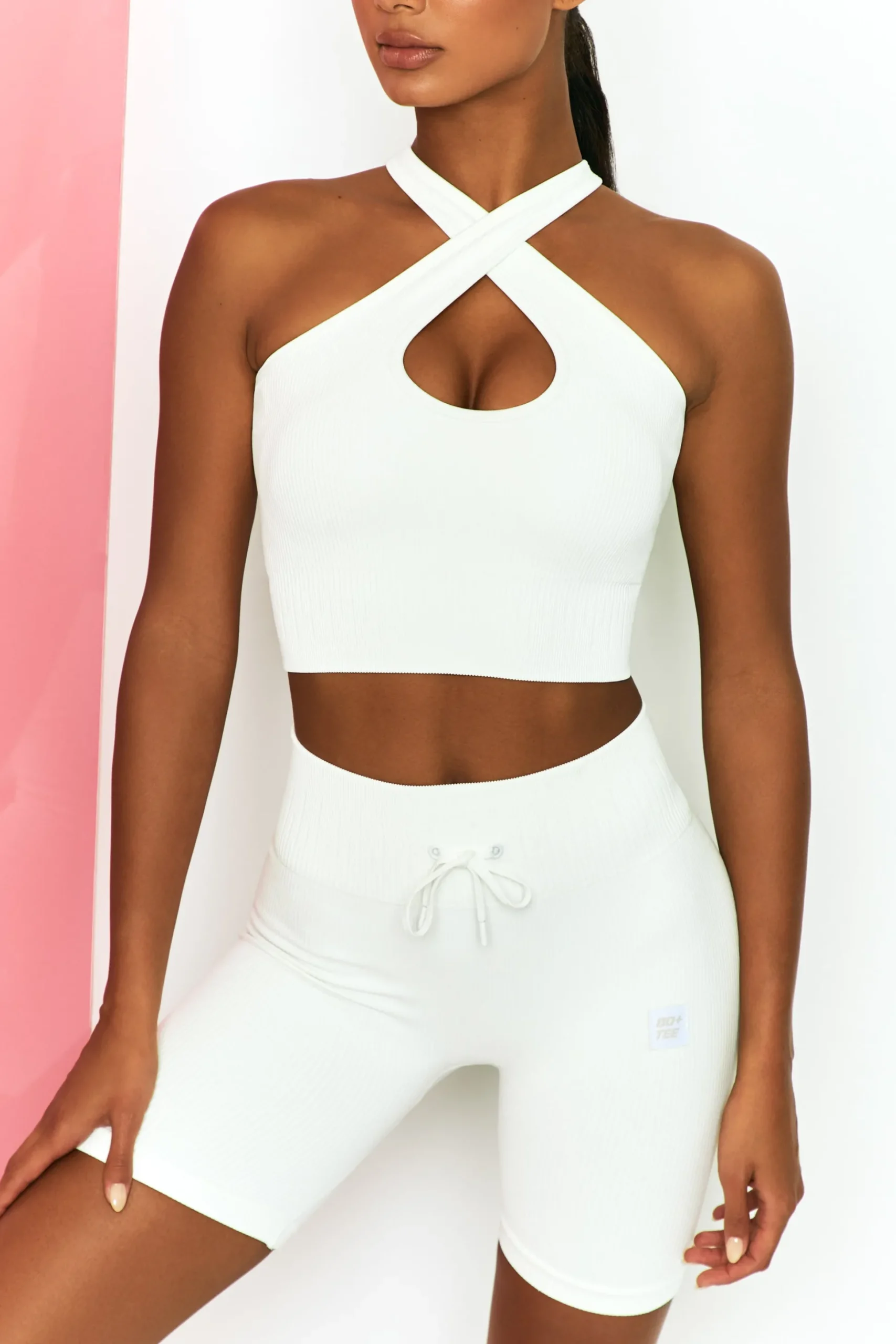 Oh Polly Women'S Clothing Sale - $65 And Under | Women'S Clothing Sale - $40 And Under^Ribbed Tie Front Cycling Shorts in White