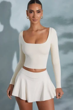 Oh Polly Tops | Elevated Essentials^Rounded Square Neck Long Sleeve Top in Ivory