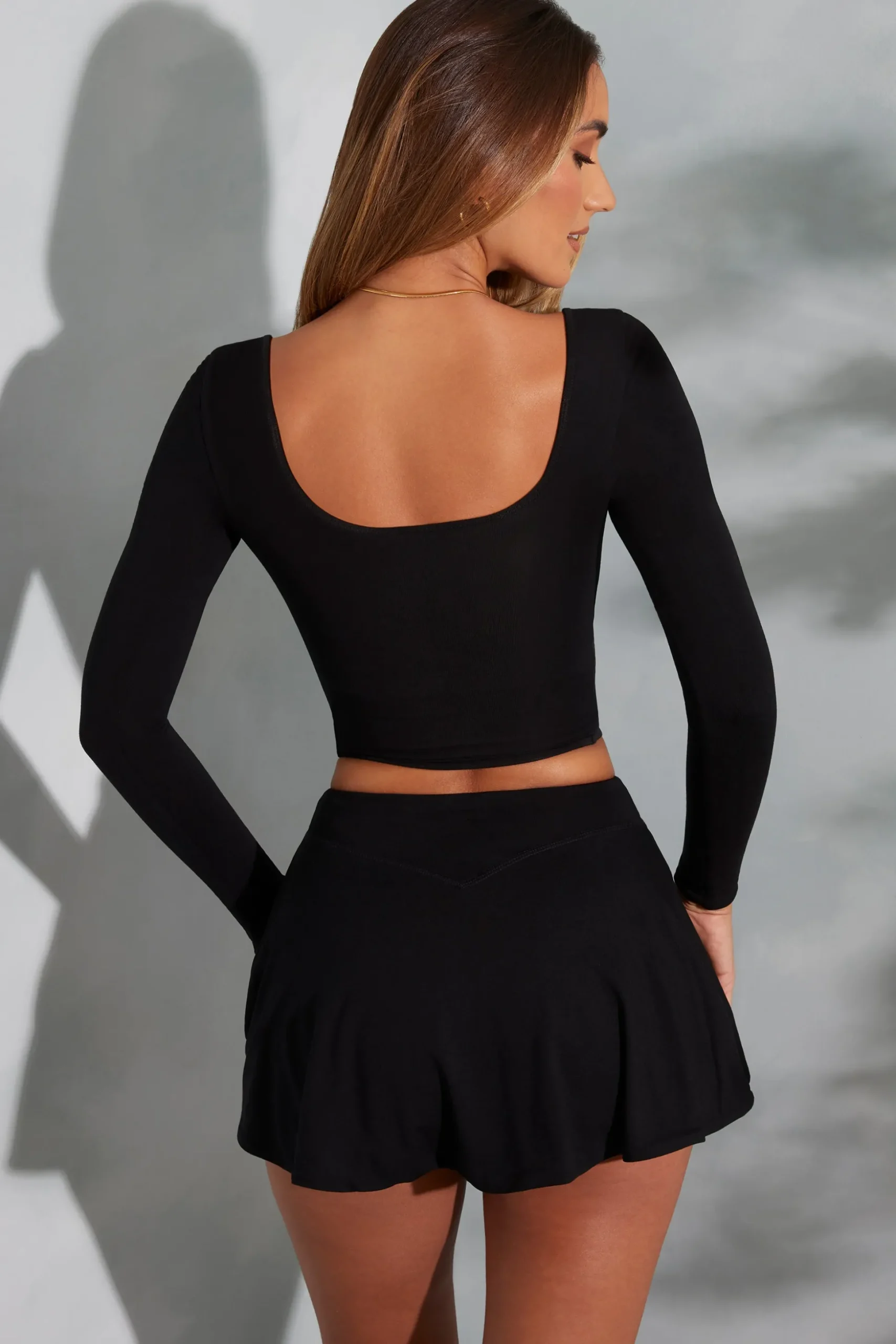 Oh Polly Tops | Elevated Essentials^Rounded Square Neck Long Sleeve Top in Black