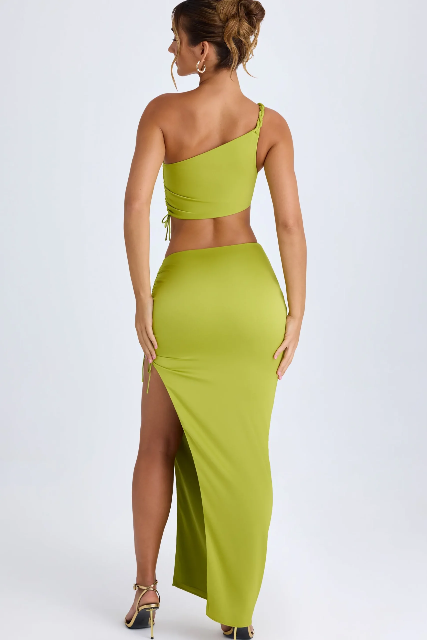 Oh Polly Skirts & Skorts | Co-Ords^Ruched Asymmetric Maxi Skirt in Pear Green PearGreen