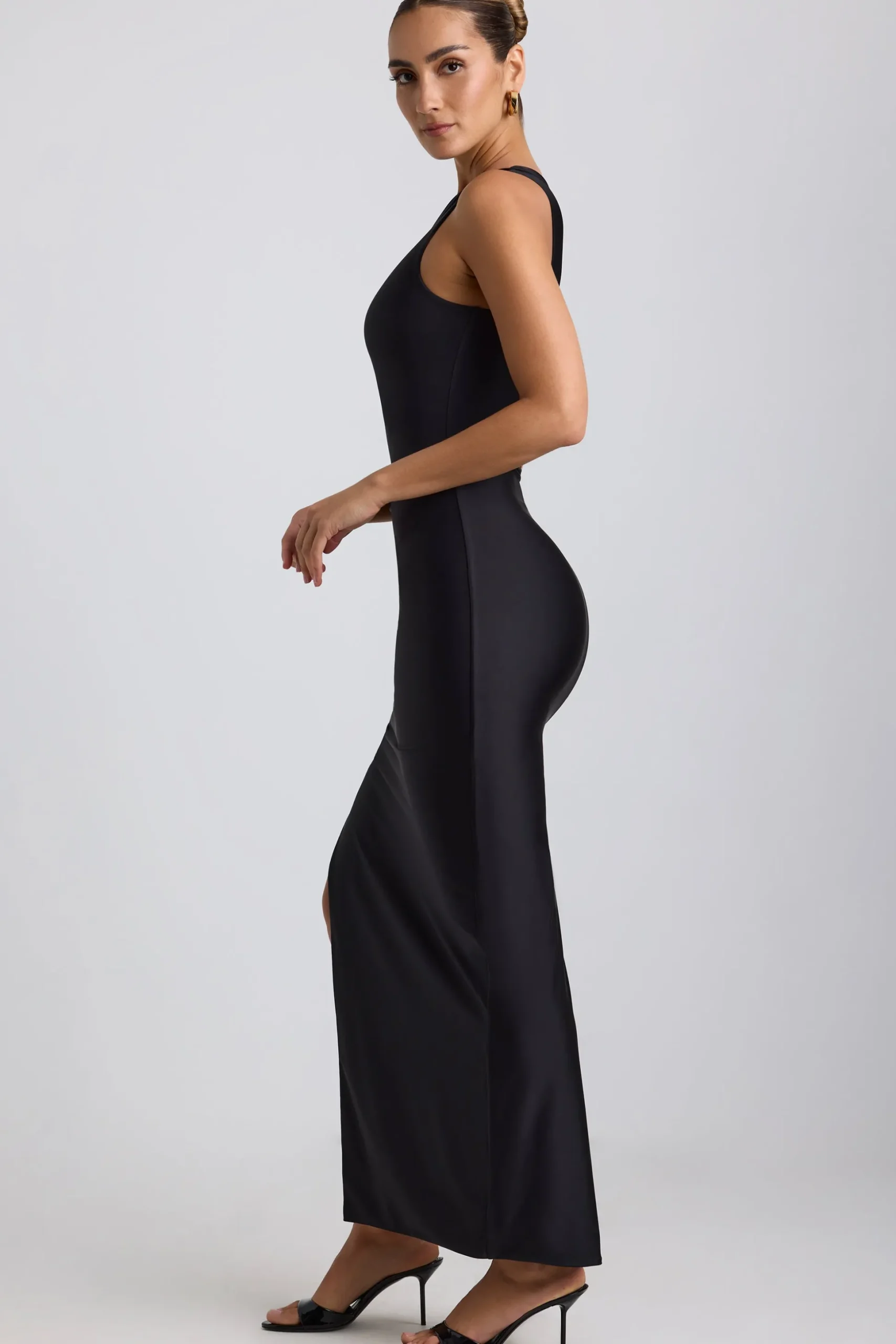 Oh Polly Night Out | Holiday Party Dresses & Outfits^Ruched Asymmetric One-Shoulder Maxi Dress in Black