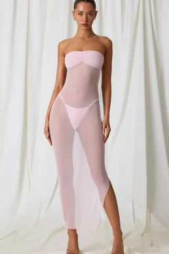 Oh Polly Cover-Ups^Ruched Bandeau Midi Dress in Soft Pink SoftPink