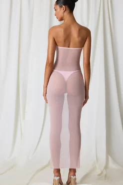 Oh Polly Cover-Ups^Ruched Bandeau Midi Dress in Soft Pink SoftPink