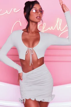 Oh Polly Women'S Clothing Sale - $40 And Under | Women'S Clothing Sale - $65 And Under^Ruched Bodycon Mini Skirt in Grey