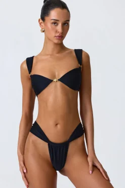 Oh Polly Bikini Sets | Bikini Bottoms^Ruched Cheeky Bikini Bottoms in Black