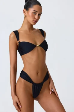 Oh Polly Bikini Sets | Bikini Bottoms^Ruched Cheeky Bikini Bottoms in Black