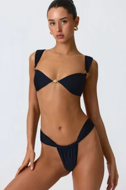 Oh Polly Bikini Sets | Bikini Bottoms^Ruched Cheeky Bikini Bottoms in Black