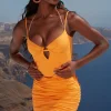 Oh Polly Women'S Clothing Sale - $65 And Under | Women'S Clothing Sale - $40 And Under^Ruched Corset Mini Dress in Orange