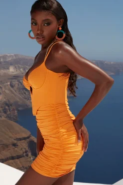 Oh Polly Women'S Clothing Sale - $65 And Under | Women'S Clothing Sale - $40 And Under^Ruched Corset Mini Dress in Orange