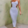 Oh Polly Women'S Clothing Sale - $65 And Under | Women'S Clothing Sale - $40 And Under^Ruched Cut Out Midi Dress in Sky Grey SkyGrey