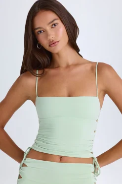 Oh Polly Co-Ords | Tops^Ruched Cut-Out Top in Green