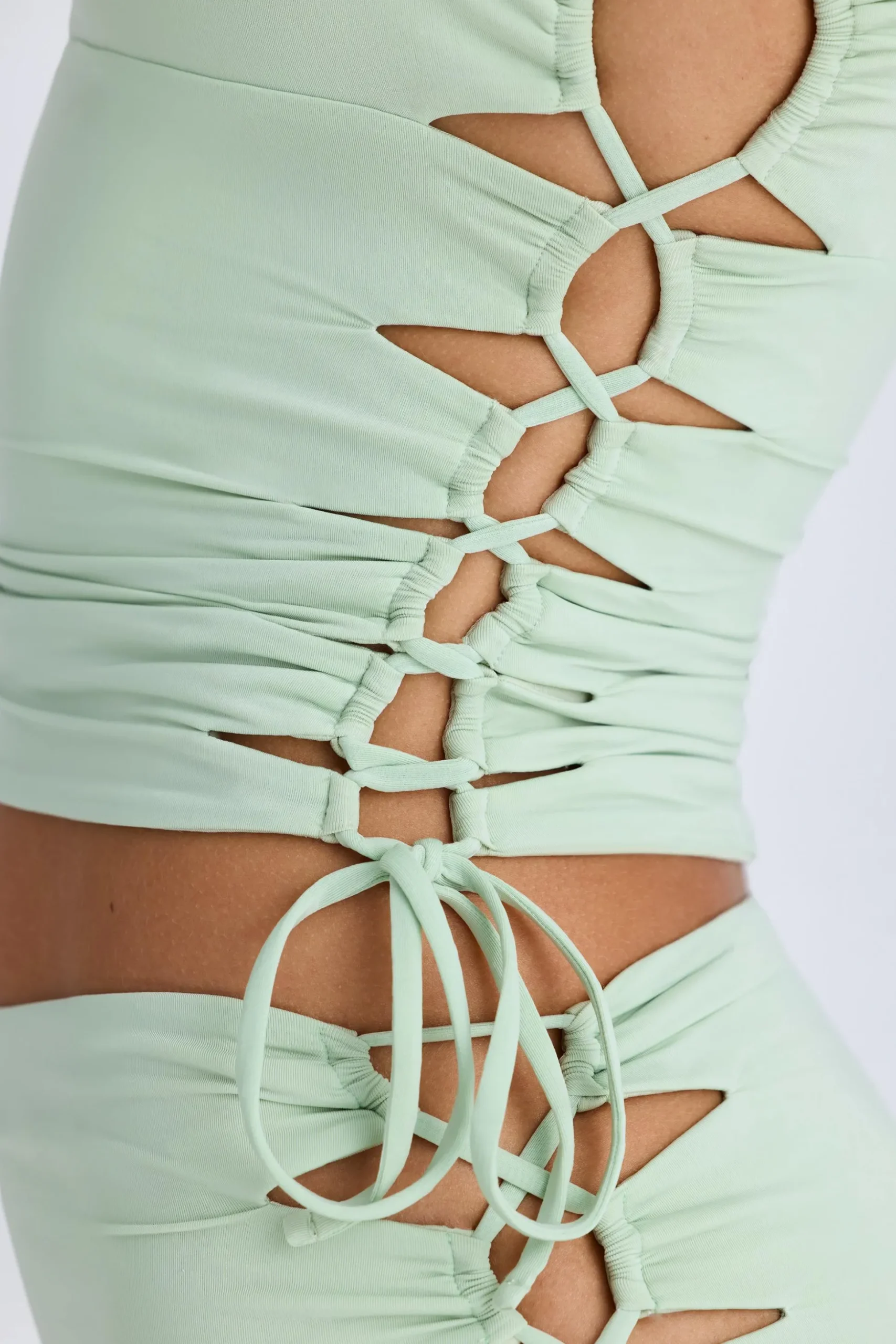 Oh Polly Co-Ords | Tops^Ruched Cut-Out Top in Green