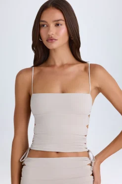 Oh Polly Co-Ords | Tops^Ruched Cut-Out Top in Taupe