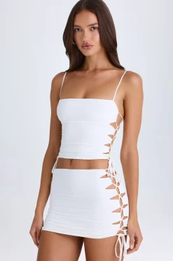 Oh Polly Co-Ords | Tops^Ruched Cut-Out Top in White
