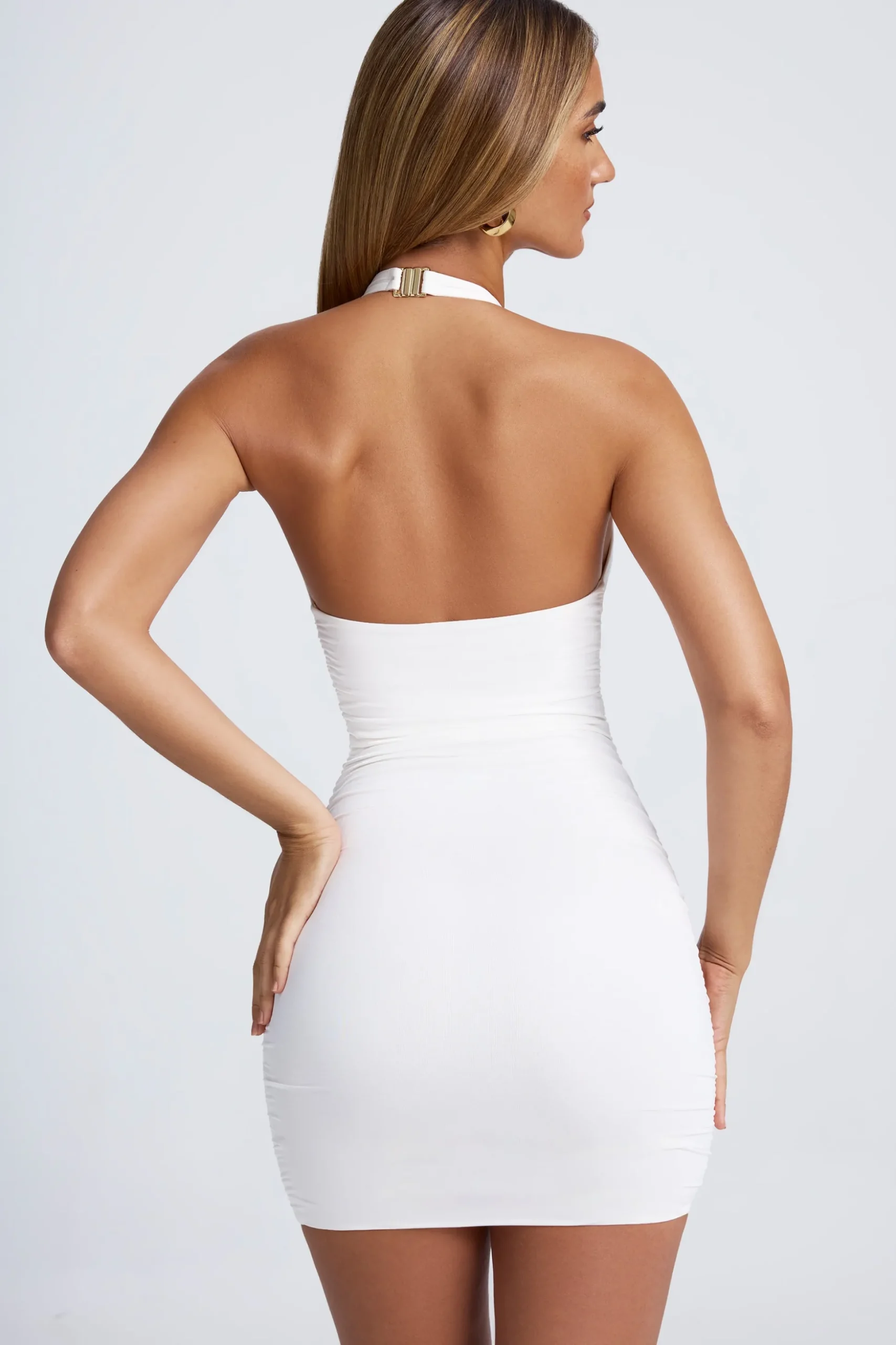 Oh Polly Night Out | Bride To Be^Ruched Halterneck Mini Dress in White