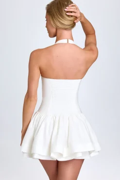 Oh Polly Bride To Be^Ruched Halterneck Mini Dress in White