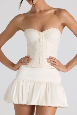 Oh Polly Tops | Bride To Be^Ruched Lace-Up Strapless Corset Top in Ivory