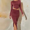 Oh Polly Women'S Clothing Sale - $65 And Under | Women'S Clothing Sale - $40 And Under^Ruched Maxi Skirt in Dark Mauve DarkMauve