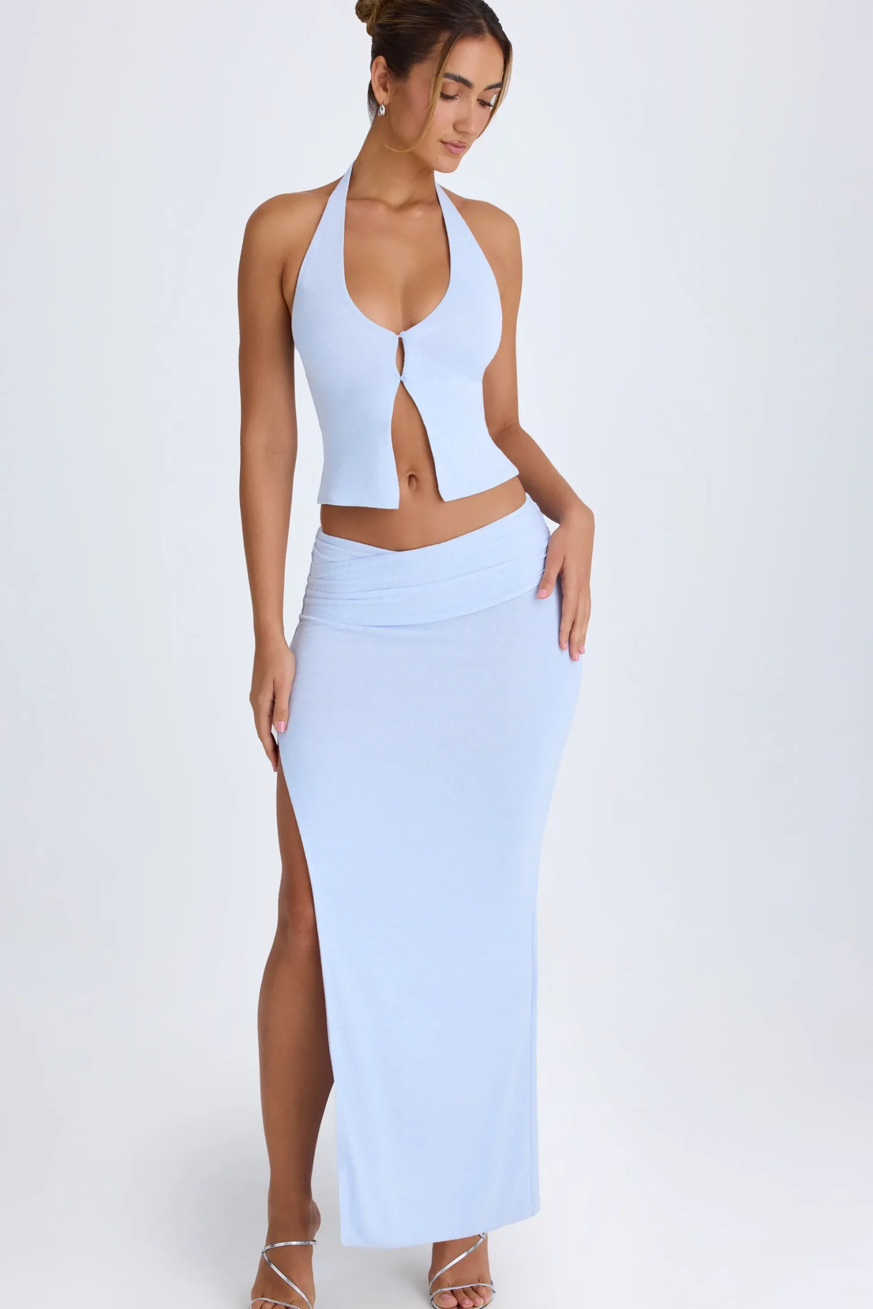Oh Polly Skirts & Skorts | Bottoms^Ruched Maxi Skirt in Periwinkle Blue PeriwinkleBlue