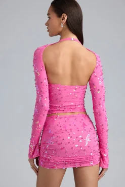 Oh Polly Women'S Clothing Sale - $65 And Under^Ruched Mid-Rise Micro Mini Skirt in Bubblegum Pink BubblegumPink