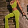 Oh Polly Co-Ords | Bottoms^Ruched Mid-Rise Trousers in Pear Green PearGreen