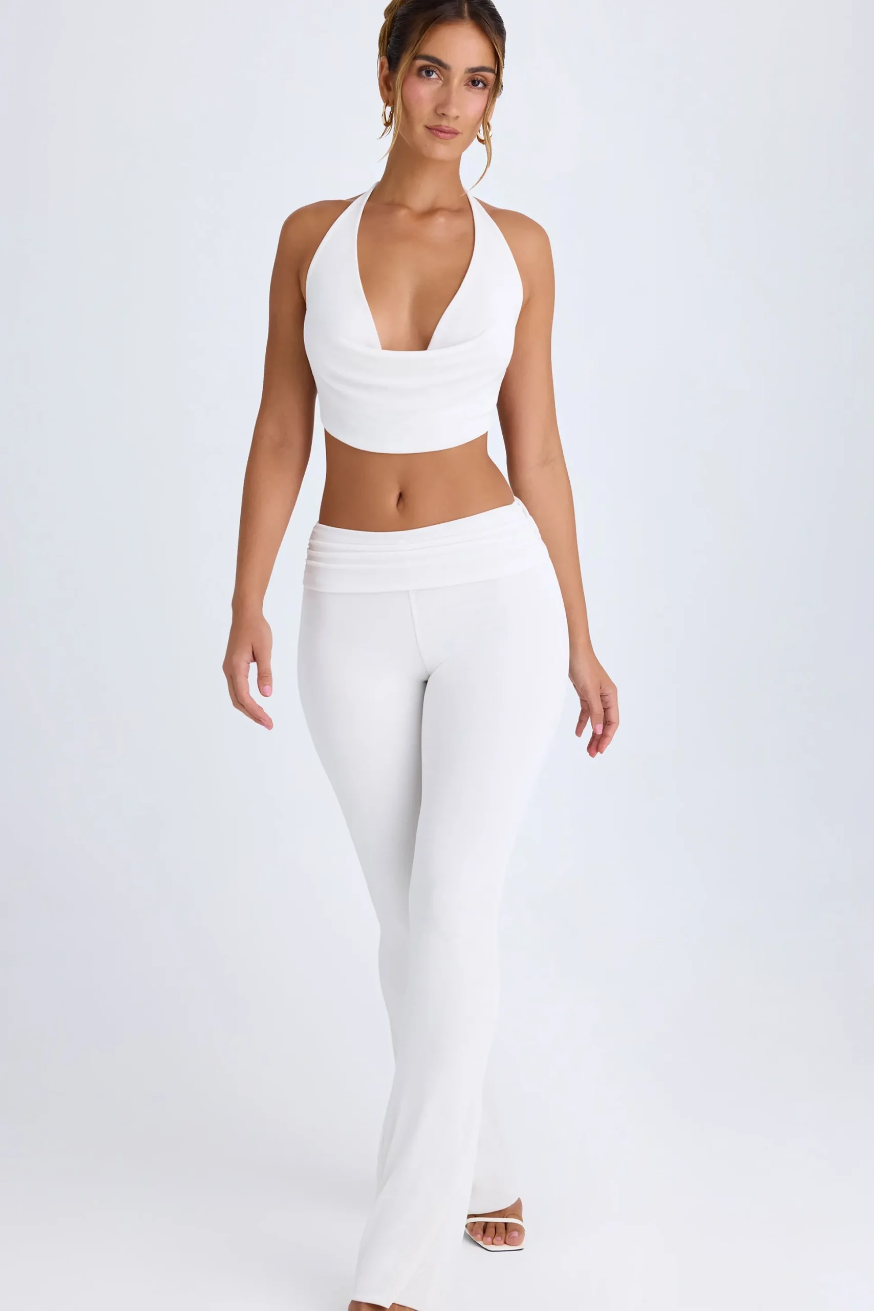 Oh Polly Bottoms | Co-Ords^Ruched Mid-Rise Trousers in White