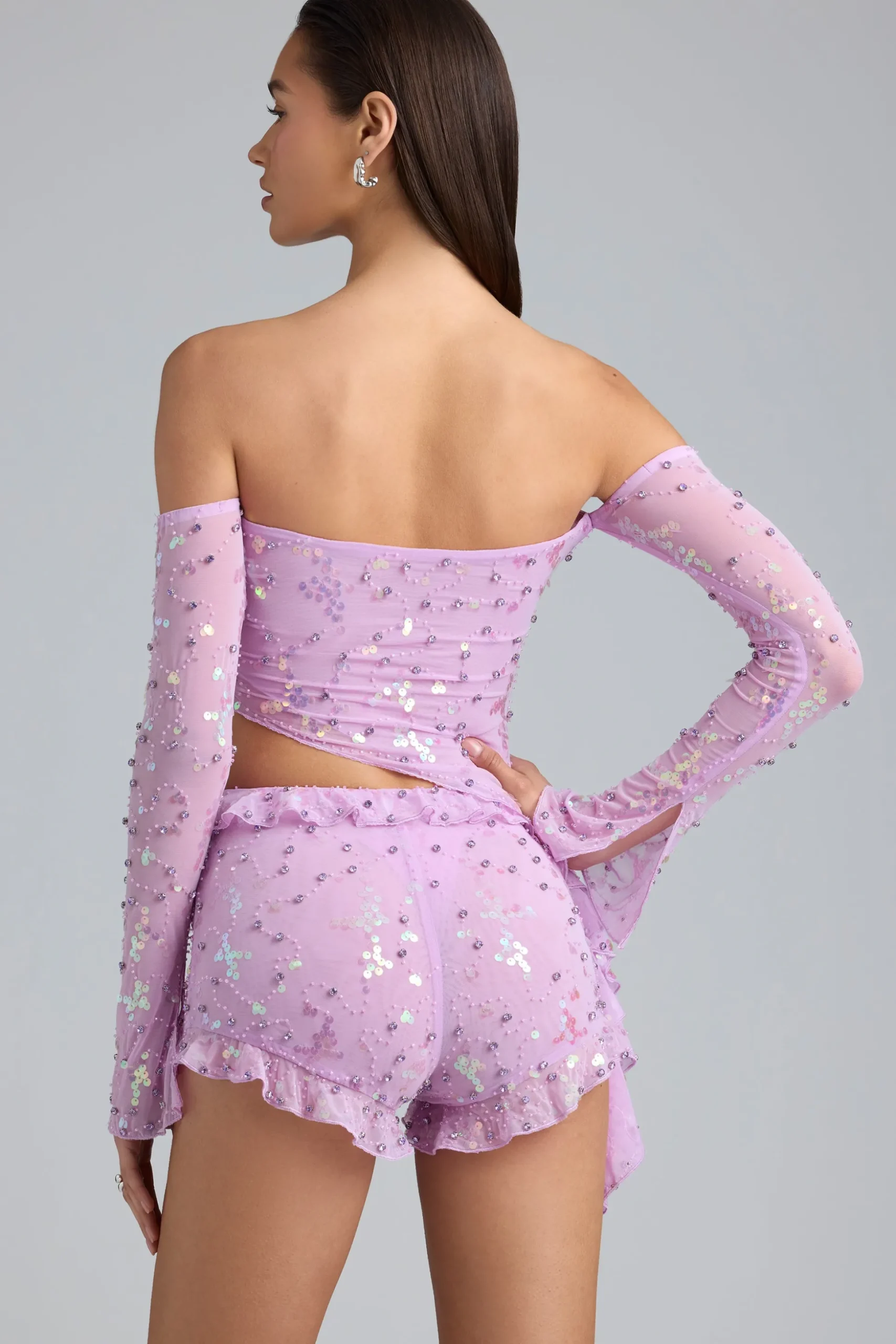 Oh Polly Women'S Clothing Sale - $65 And Under | Women'S Clothing Sale - $40 And Under^Ruched Ruffle Asymmetric Top in Violet Pink VioletPink