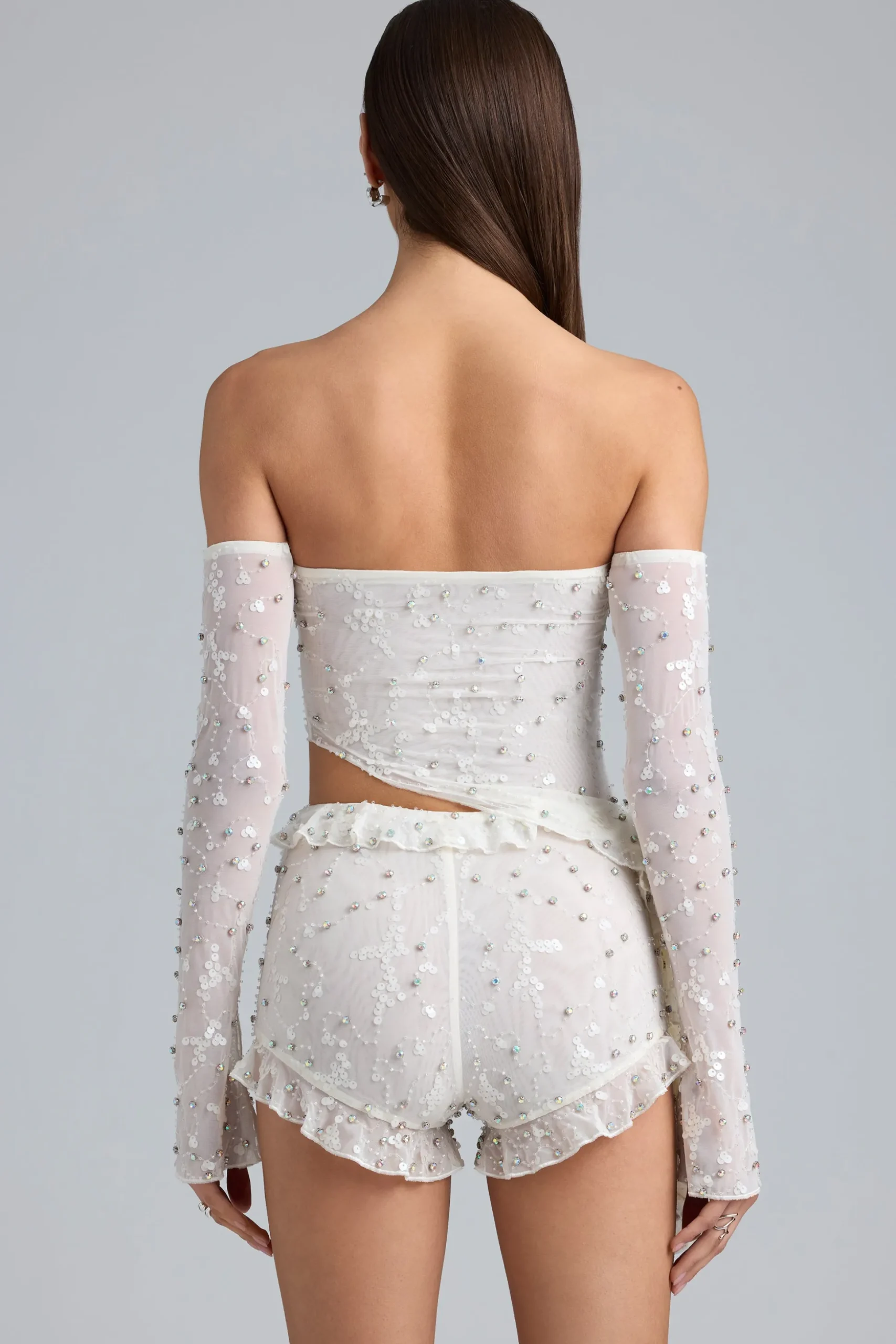 Oh Polly Women'S Clothing Sale - $65 And Under^Ruched Ruffle Asymmetric Top in Ivory