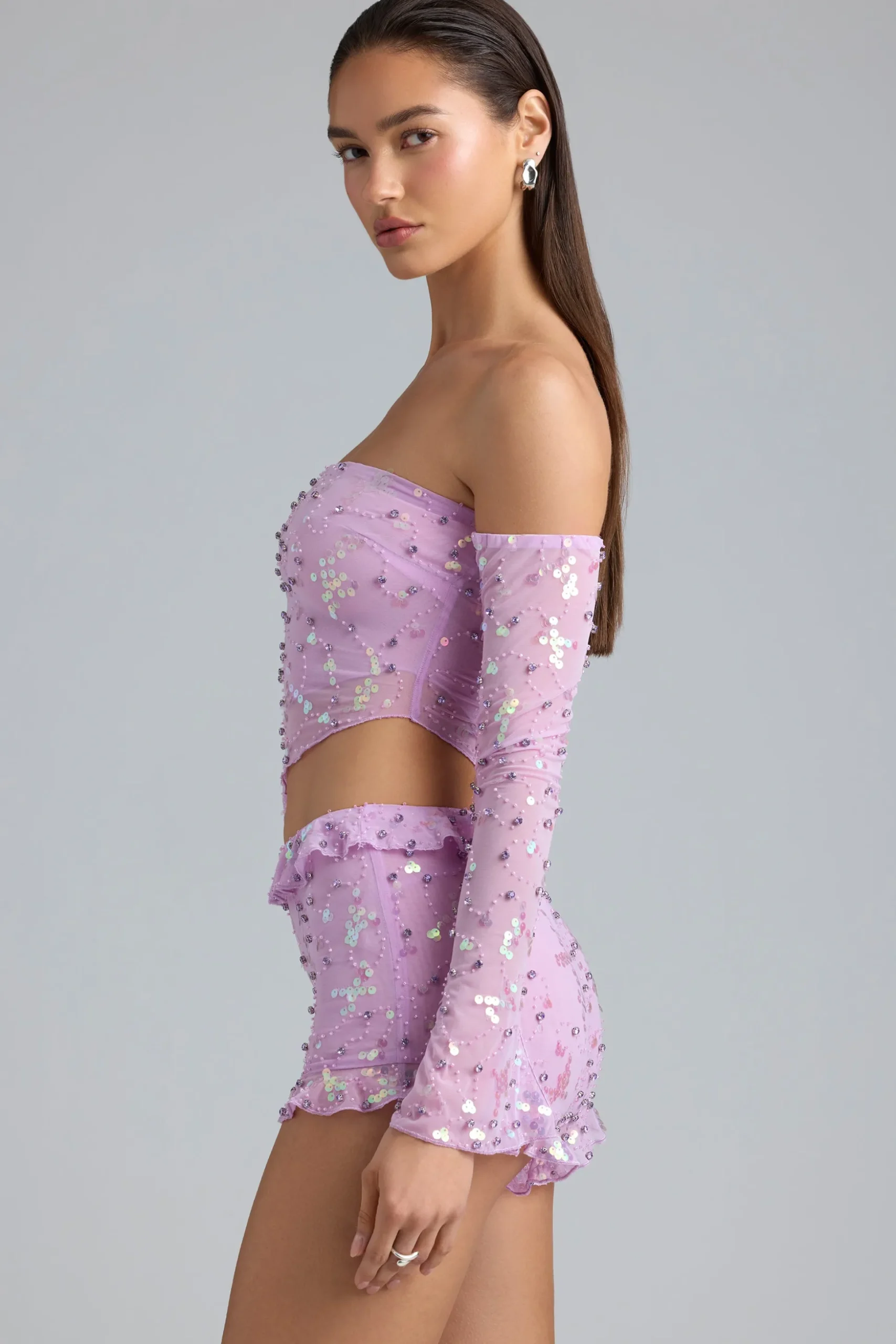 Oh Polly Women'S Clothing Sale - $65 And Under | Women'S Clothing Sale - $40 And Under^Ruched Ruffle Asymmetric Top in Violet Pink VioletPink