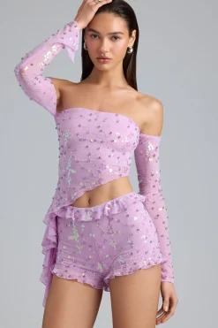 Oh Polly Women'S Clothing Sale - $65 And Under | Women'S Clothing Sale - $40 And Under^Ruched Ruffle Asymmetric Top in Violet Pink VioletPink