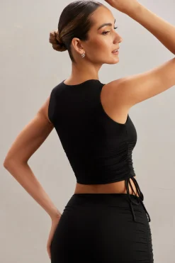 Oh Polly Co-Ords | Tops^Ruched Tank Top in Black