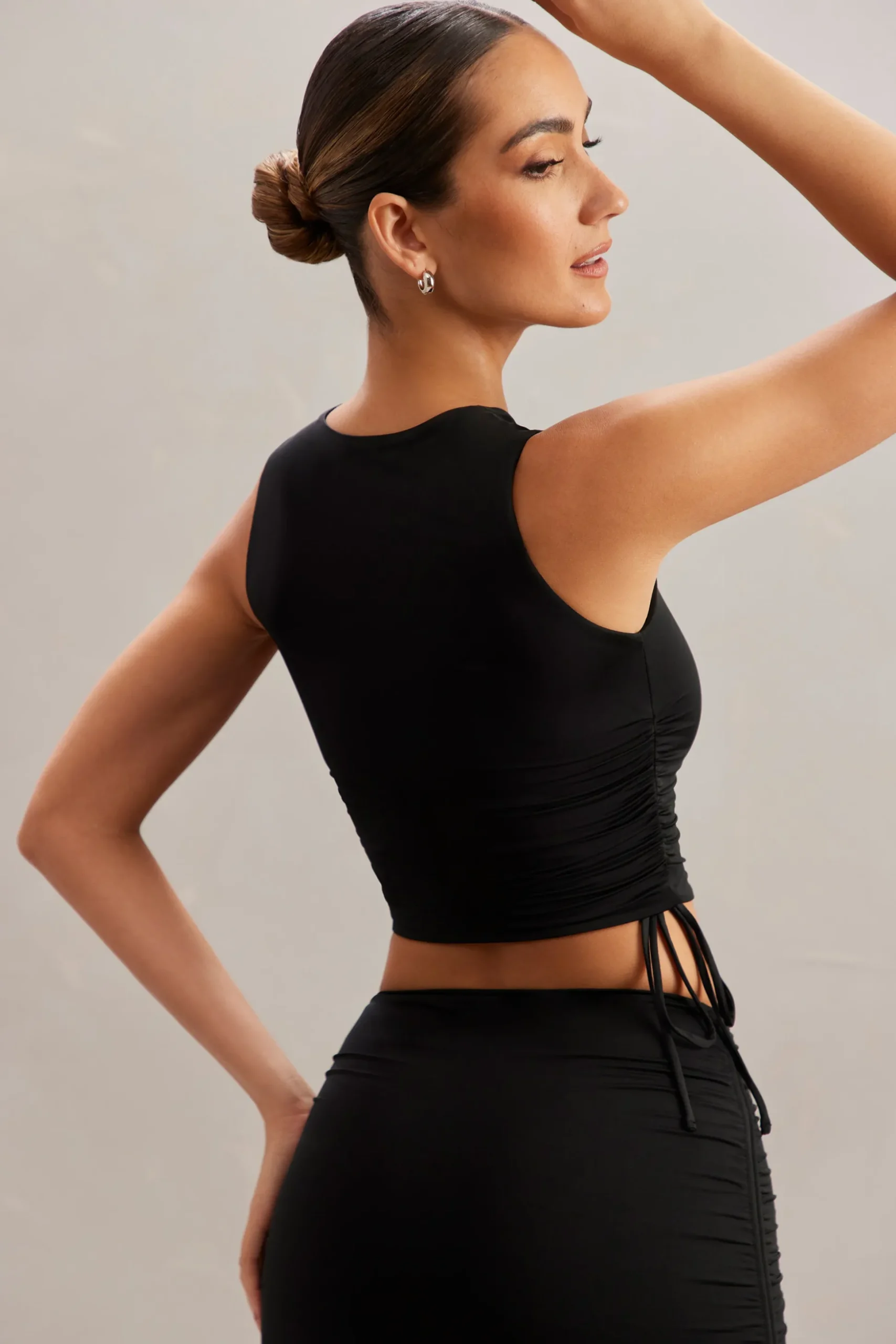 Oh Polly Co-Ords | Tops^Ruched Tank Top in Black