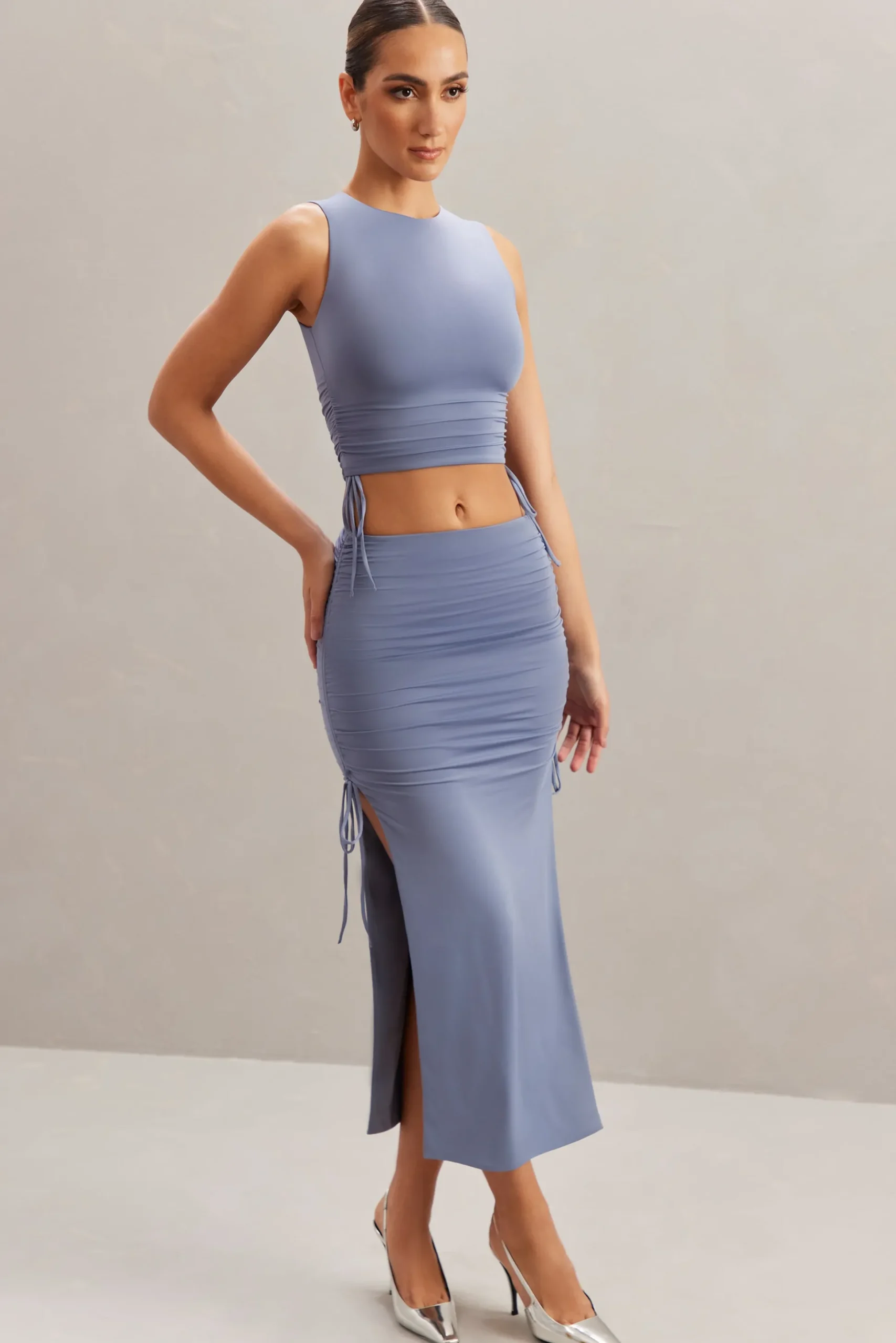 Oh Polly Co-Ords | Tops^Ruched Tank Top in Blue