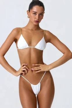Oh Polly Bikini Sets | Bikini Bottoms^Ruched Thong Bikini Bottoms in White